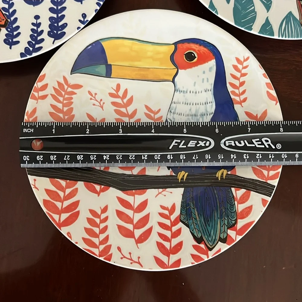 Pier 1 Imports 4 Stoneware 🦜Tropical Bird 🦜Salad/Dessert Plates